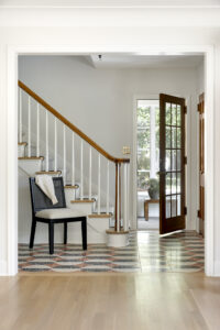 Terrazzo floors in a entry on a 1939 Colonial home in Minneapolis